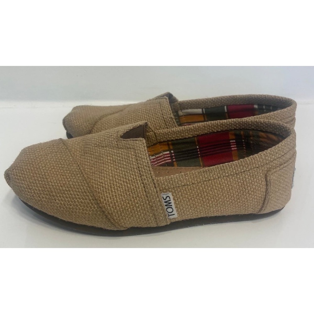 Toms Womens Loafer Flat Shoes Beige Round Toe Slip On 5 - Picture 2 of 9
